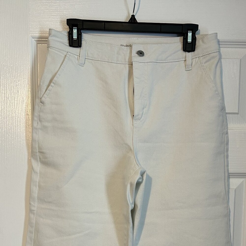 Style&Co, White, Wide Leg Crop Jeans, Size 10